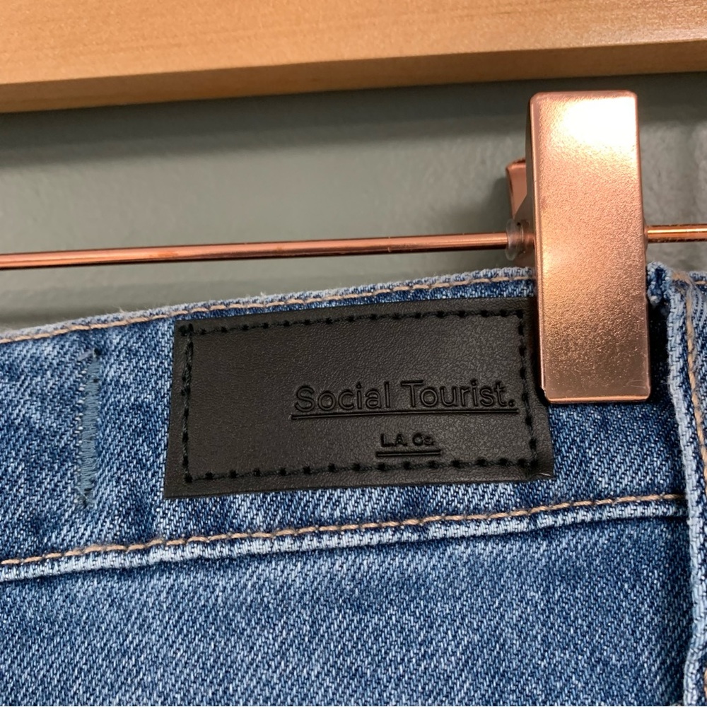 NWT Social Tourist Highest Rise Side Snap Extreme Baggy Jeans Medium Wash Denim - Picture 13 of 16